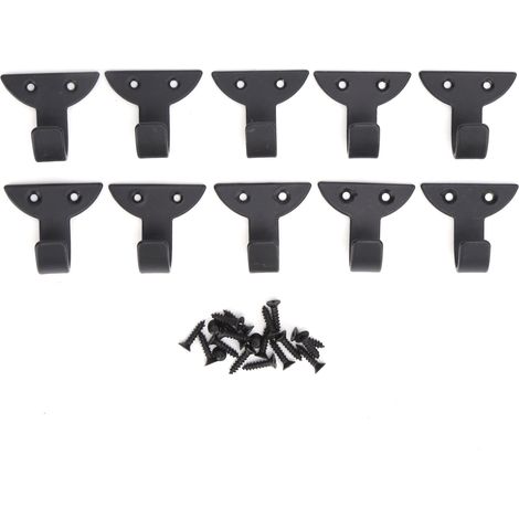 10 Pcs Wall Hooks Mini Black Retro Iron Single Hook for Hanging Coat Scarf Bag Towel Key Cup Hat
