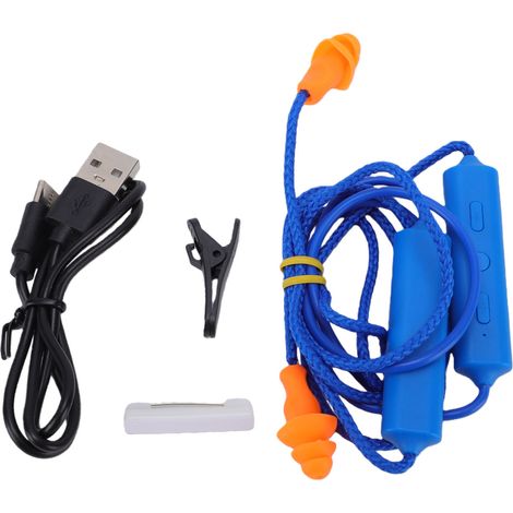 Écouteurs sans fil Bluetooth 5.3 avec réduction de bruit, tour de cou, appairage rapide, idéaux pour le travail du bois, la soudure et la sécurité industrielle. Câble bleu. (1/5)