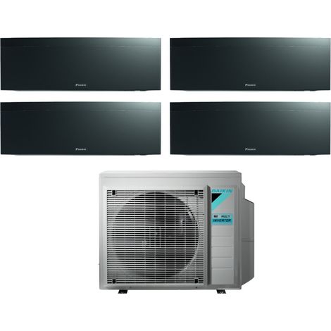 Daikin Bluevolution Quadri Split Inverter Klimagerät Serie EMURA BLACK III 7+7+9+15 mit 4MXM68N R-32 Wi-Fi Integrated 7000+7000+9000+15000 Farbe Schwarz - Italienische Garantie