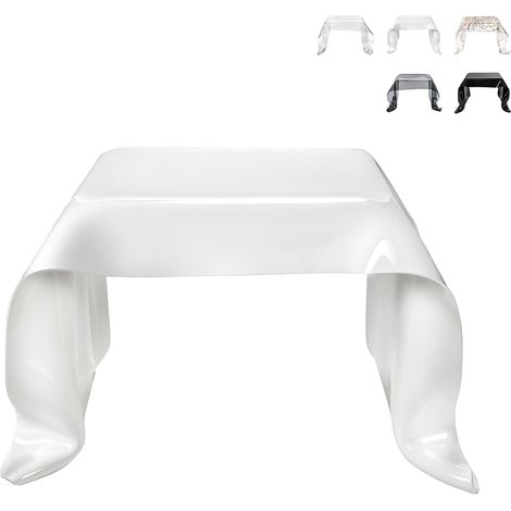 Tavolino basso quadrato da salotto di design in plexiglass Drappeggi - Bianco