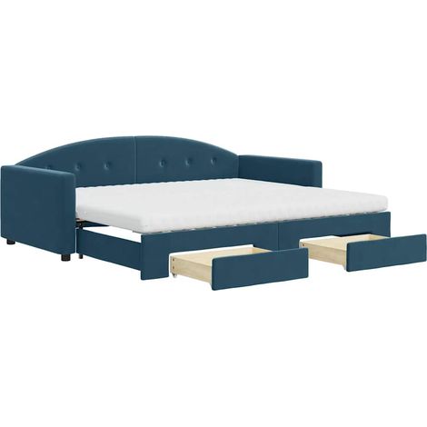 Maison Exclusive - Divano Letto Estraibile con Cassetti Blu 90x200 cm in Velluto (1/5)