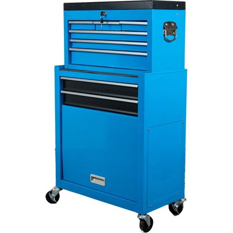 cassettiera porta attrezzi easy system in metallo con ruote e cassettiera movibile, 61,6x33x108,2 cm (1/4)