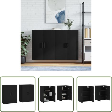 Holzschrank -  Wandschränke 2 Stk. Schwarz 69,5x34x90 cm (1/5)