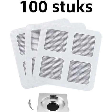 100 pièces - Autocollants pour canalisations - Attrape-cheveux - Jetables - Filtre de canalisation - Anti-obstruction - Réparation de grille - Convient pour toilettes, lavabos et sols (1/5)