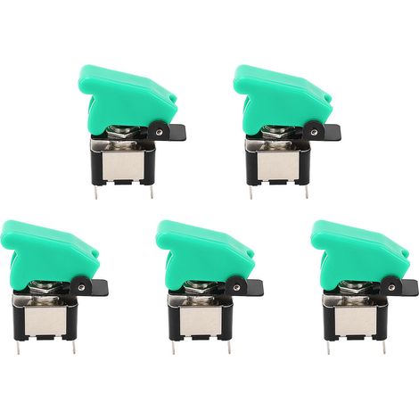 Lot de 5 interrupteurs à bascule électriques à 2 broches avec couvercle de protection, 12 V CC, alliage, haute conductivité et anti-oxydation (1/5)