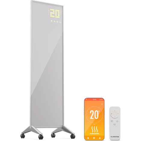 Klarstein Radiateurs Chauffage Radiant Electrique IP24 Chauffage Salle de Bain Infrarouge Intelligent WiFi et App Radiateur Electrique Mural 400W Heater avec Détection Fenêtre Ouverte Thermostat Blanc (1/5)