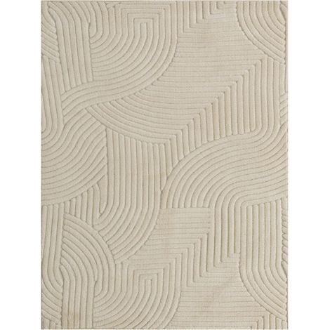 Tapis tissé à la machine, 15 mm d'épaisseur, polyvalent, antidérapant, blanc crème