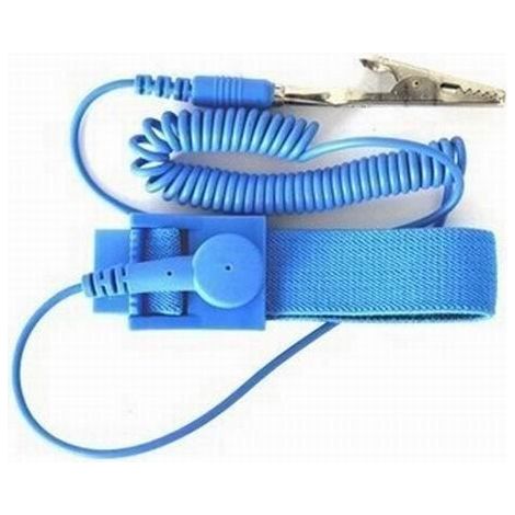 Bracelet anti-statique ESD Kingwing® avec sangle de décharge statique et clip de mise à la terre - Bleu (1/4)