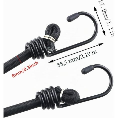 Tendeur élastique de 2m avec Crochets, diamètre 8 mm