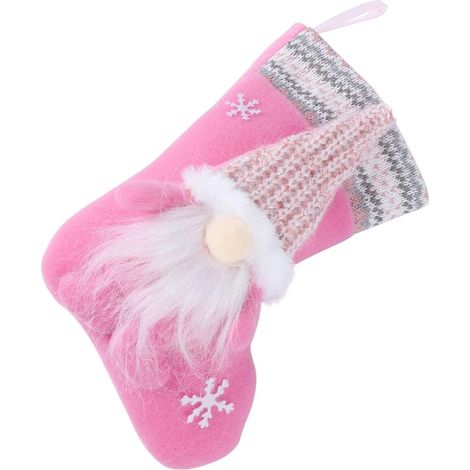 Chaussette de Noël rose à suspendre au sapin de Noël (1/5)