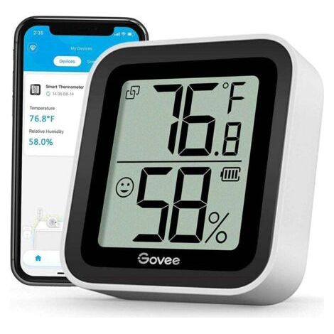 Bluetooth-Thermometer-Hygrometer, digitales Temperatur- und Feuchtigkeitsmessgerät für Zuhause, kabelloser Temperatur- und Feuchtigkeitssensor für Wintergärten, Keller und Schlafzimmer, Benachrichtigu (1/5)