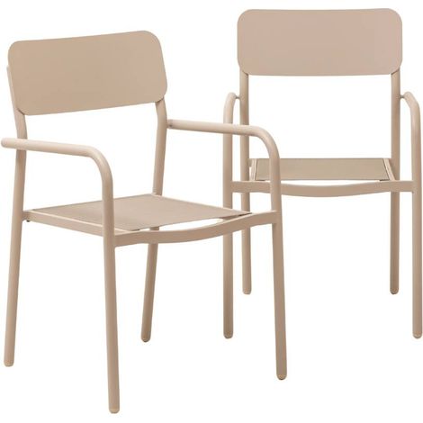 Chaise de jardin en aluminium taupe Kaïa (lot de 2) (1/5)