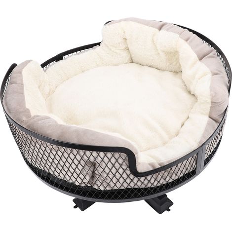 Bureau rond en acier inoxydable pour chat, lit élégant en métal surélevé pour animaux de compagnie, pour la maison, le bureau et l'étude (1/5)