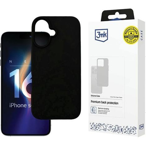 Funda de silicona negra para iPhone 16 Plus 3MK