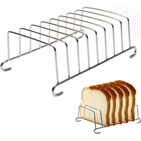 Porte-pain et porte-toasts en acier inoxydable, couleur argentée, forme rectangulaire, pour servir, refroidir et ranger dans la cuisine.-AquaForge (1/5)