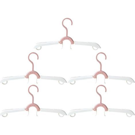 Faltbare Kleiderbügel – 5er-Set – Weiß/Rosa – Reisekleiderbügel für Urlaub und Camping – Leicht und kompakt (1/5)