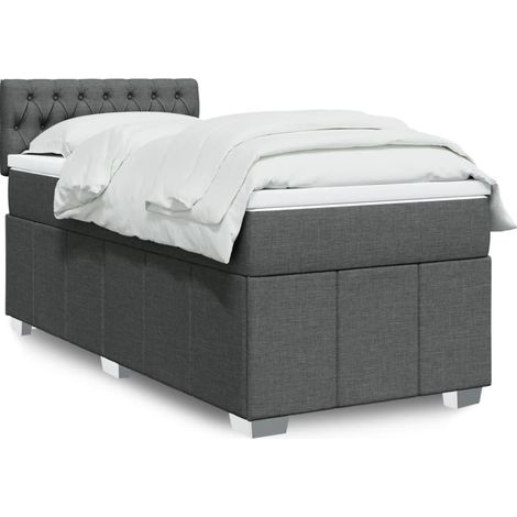 Boxspringbett mit Matratze Dunkelgrau 90x200 cm Stoff