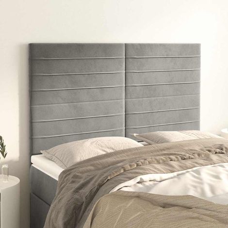 Tête de lit en velours gris clair, hauteur réglable, 144 x 5 x 118/128 cm, 18.81kg - PANGIVO (1/5)