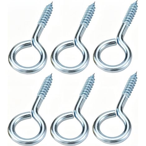 Confezione da 20 viti ad occhiello da 30 mm, autofilettanti, rotonde, con gancio in metallo, per legno, fissaggio di fili, decorazione per interni ed esterni.