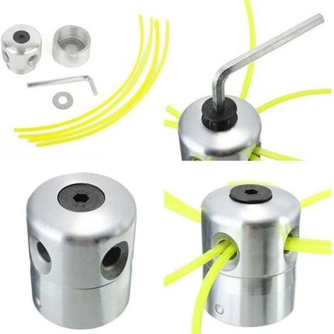 Tête de Débroussailleuse Universelle Aluminium Fils Tête Coupe-Bordure Tête Double Fil Bobine Tête Fil Nylon pour Tondeuse, 1 Têtes de Fil + 4 Fils (1/5)
