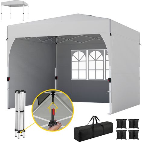 3x3 m großer, faltbarer Gartenpavillon, höhenverstellbar, UV-Schutz 50+, 3 Seitenwände, cremefarben