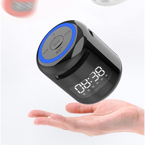 Enceinte sans fil portable Bluetooth 5.0 avec réveil, radio FM, entrée auxiliaire et microphone intégré. Fonction mains libres. (1/5)