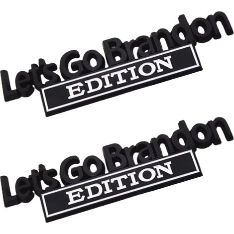 2Pcs Autocollants Latéraux de Voiture Lets Go Brandon Déco Métal Sticker Accessoire Extérieur Auto (1/3)