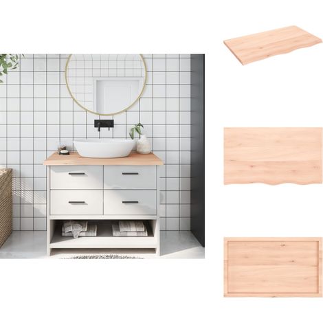 Comptoir de salle de bain 100x60x(2-4)cm bois massif non traité - Comptoir De Salle De Bain - Comptoir En Bois - Plan De Travail Salle De Bain - Meuble Lavabo - Bois Massif (1/5)