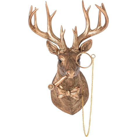 Trophée Mural Tête de Cerf "Vidar" 41cm Cuivre (1/3)