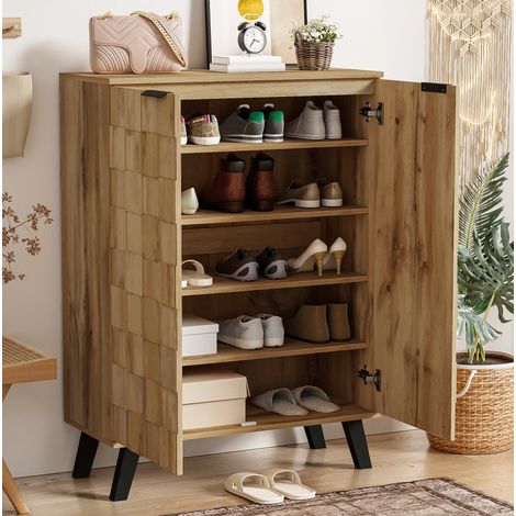 Zapatero de 5 compartimentos, 80,5 x 35 x 109,5 cm, estantes regulables, madera DESVIAE (1/5)