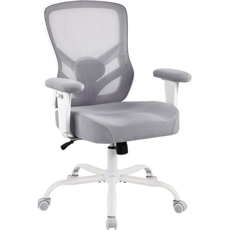Sedia da ufficio ergonomica grigia con supporto lombare regolabile e braccioli 2D HOMVRA (1/4)