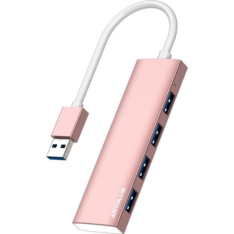 Hub USB 3.0 en Alliage d'aluminium Ultra Fin, répartiteur USB Portable à 4 Ports, hub USB pour Ordinateur Portable, PC, MacBook, iMac, Surface Pro, Mac Pro, clé USB, XPS [Rose] (1/5)