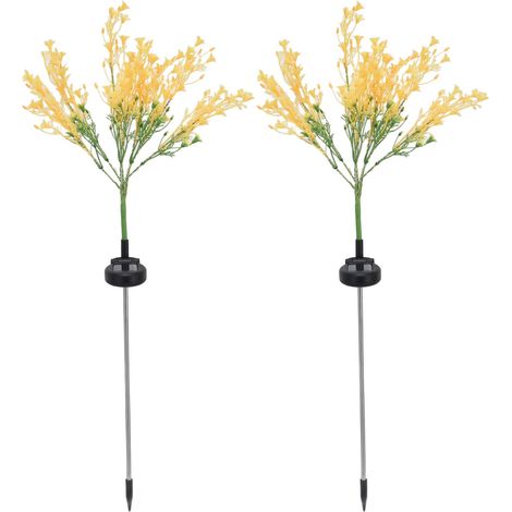 2 lampes solaires fleur de colza IP44 étanches, éclairage extérieur pour jardin, cour, porche, clôture, terrasse (1/5)