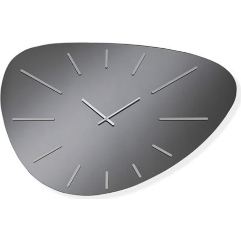 Orologio da parete 58x78 cm in cristallo Fume' e dettagli Argento GARY