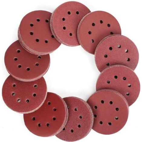 Sanding Disc, 100pcs Abrasive Discs 40-800 Grit Size 125mm Ideal for Sanding/Polishing/Rust Removal (8 holes) (1/5)