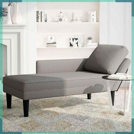 4009815 Chaise longue avec coussin gris clair tissu en velours ctelé (1/5)