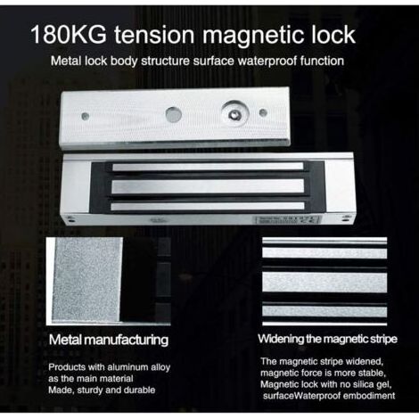 Wasserdichtes magnetisches Elektroschloss, 180 kg (350 lbs), elektromagnetisches Schloss für Zutrittskontrollsysteme, 12 V DC, magnetisches Türschloss, Außensicherheit (1/5)