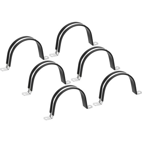 6pcs 100mm Collier de Serrage Caoutchouc Amorti 304 Inox Acier Attache Grillage Rigide Clip Fixation Sangle pour Tube Tuyau (1/5)