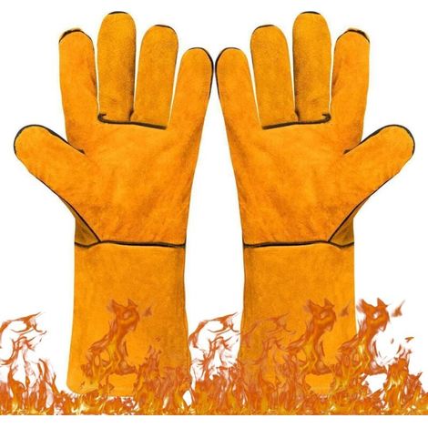 Heat-resistant barbecue gloves for oven, kitchen, grill, microwave, fireplace and welding, 33 cm (1/5)