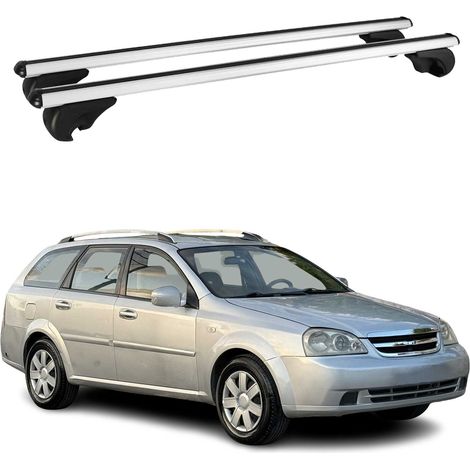 OMAC Barres de toit en aluminium pour Chevrolet Lacetti Wagon 2002-2011 – TÜV / DIN 75302:2019 – Antivol inclus – Charge max 75 kg – 2 barres Argent (1/4)
