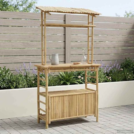 vidaXL  Outdoor Bar Table  with Storage Natural 110 x 50 x 210 cm Bamboo
