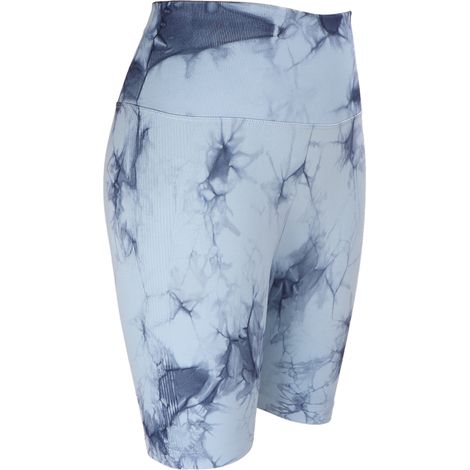 Shorty Yoga Taille Haute Tie Dye Bleu Océan Extensible Gainant, Short de Sport Fitness pour Femme, Coupe Mince, Entraînement et Course (1/5)