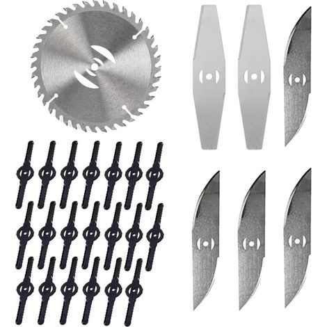 Cordless Electric Lot de 27 Lames Coupe Bordure sans Fil Lame en Métal,Coupe Bordure Lame De Rechange, Acier Lames de Tondeuse À Gazon en Acier avec Lames Tranchantes (1/5)