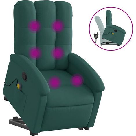 Fauteuil de massage inclinable en tissu vert foncé (1/5)