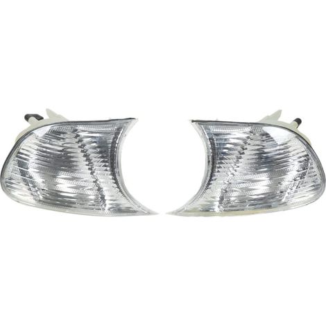 linke und rechte Auto-Ecklichter vorne, Blinker mit klarer Linse, Ersatz für 3er E46 Coupé 1998 bis 2001(Weiß 63126904307 63126904308)