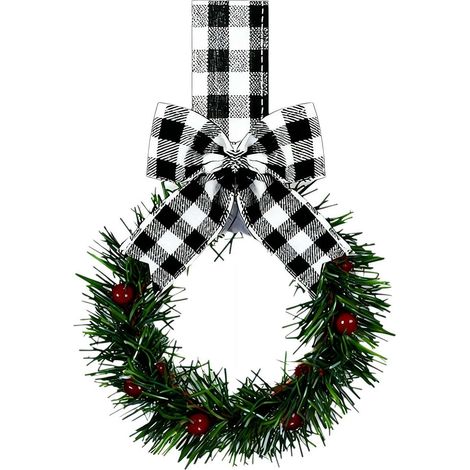 Guirlande De Noël Pour Armoire De Cuisine - Diamètre 8 Cm - Ruban Rouge Et Vert - Pour Porte Chaise Mur - Lot De 1 (1/5)