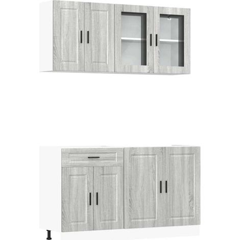 Maison Exclusive - Set Mobili da Cucina 4 pz Porto Grigio Sonoma in Truciolato