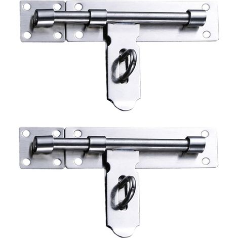 Lot de 2 verrous de porte en acier inoxydable, verrou coulissant, antivol, adaptés à tous types d'intérieurs et d'extérieurs.