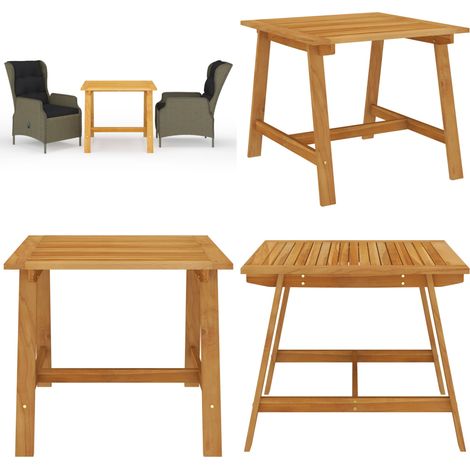 Set Mobili da Pranzo per Giardino 3 pz Marrone - Tavolo da pranzo da esterno - Sedie da giardino