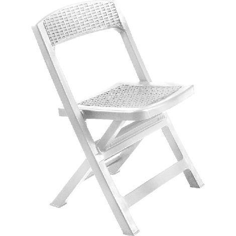 RESINA RATTAN:SEDIA ASSO PIEGHEVOLE BIANCA CM.44X48X76H